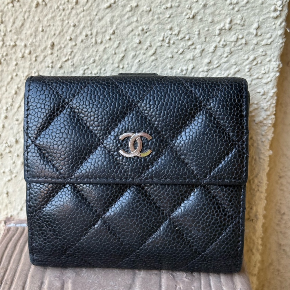 Chanel Black Quilted Caviar Leather Wallet